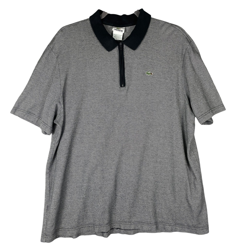 Lacoste Quarter Zip Polo Mens XL‎ Black White Excellent Made in France Check
